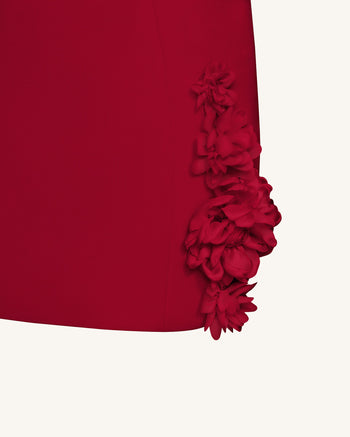Elaina Vestito Mini Rosa con Applicazioni di Rosette - Rosso