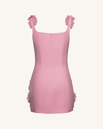 Elaina Mini Abito Rosa con Applicazione di Rosette - Rosa
