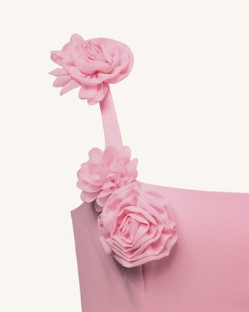 Elaina Mini Abito Rosa con Applicazione di Rosette - Rosa