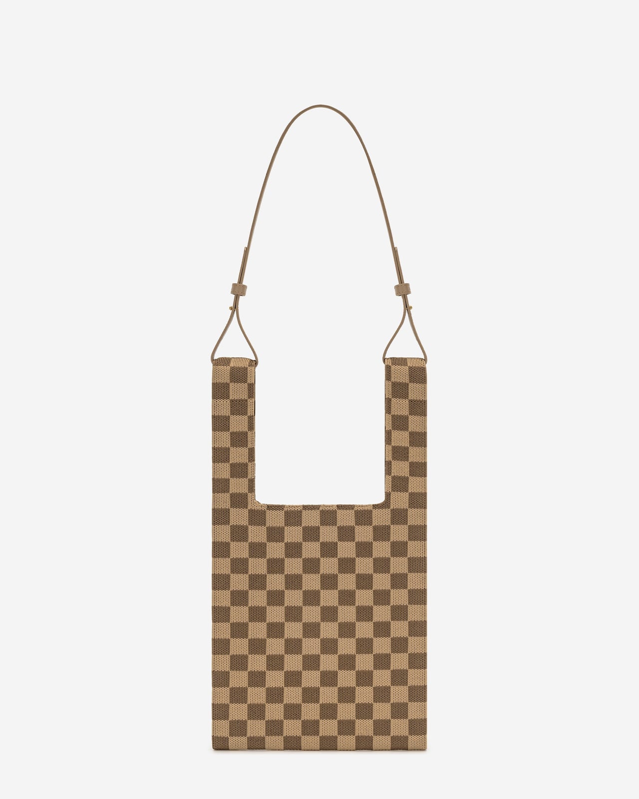 Shea Borsa Tote a scacchiera in tessuto a maglia - Brown