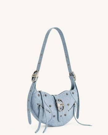 Borsa a tracolla in denim a rilievo Tessa - Blu