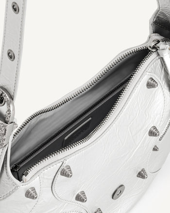 Borsa a tracolla con pieghe metalliche Tessa - Argento