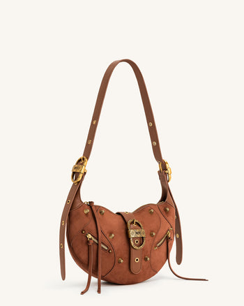 Borsa a tracolla in camoscio Tessa - Marrone Dark Birch