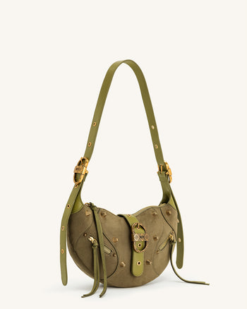 Borsa a tracolla in camoscio JW PEI Tessa - Oliva scuro (donne)