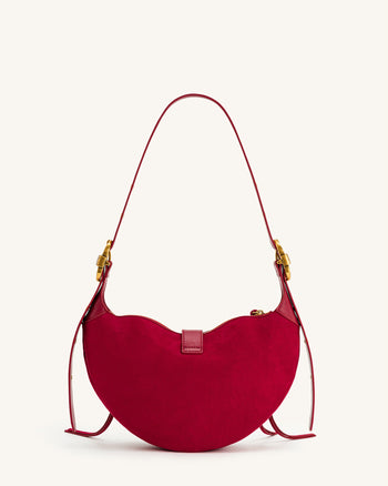 Borsa a tracolla in camoscio Tessa - Magenta scuro