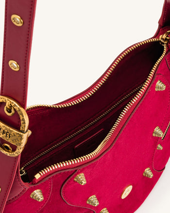 Borsa a tracolla in camoscio Tessa - Magenta scuro