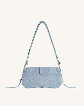 Borsa a tracolla curva Joy Denim Embossed - Blu