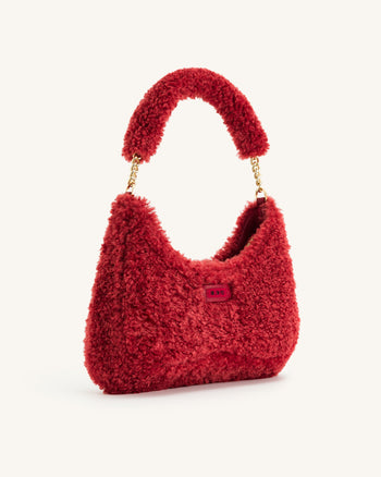 Borsa a tracolla in tessuto di finta pelliccia Ruby - Magenta