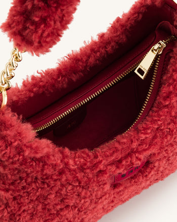 Borsa a tracolla in tessuto di finta pelliccia Ruby - Magenta