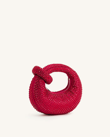 Borsa mini con manico superiore di cristallo artificiale Abacus - Rosso