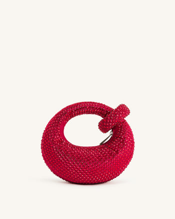 Borsa mini con manico superiore di cristallo artificiale Abacus - Rosso