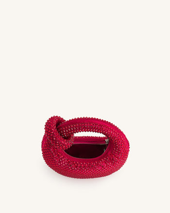 Borsa mini con manico superiore di cristallo artificiale Abacus - Rosso