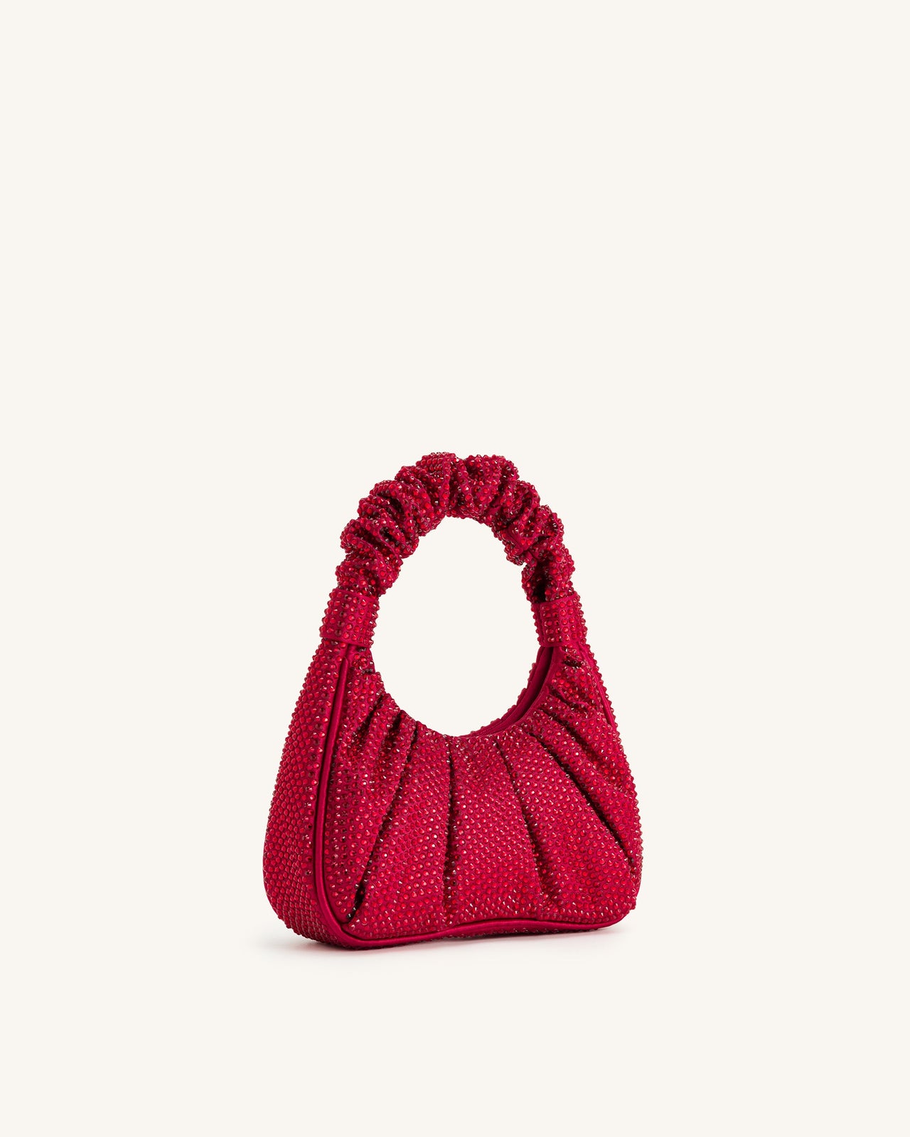 Borsa a spalla media con ruches in cristallo artificiale Gabbi - Rosso