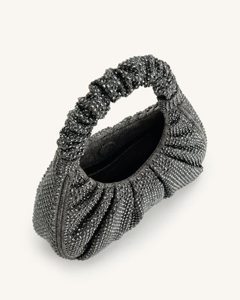 Borsa a spalla media con ruches in cristallo artificiale Gabbi - Antracite