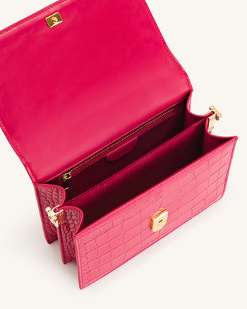 Mini Tracolla a Patta - Coccodrillo Magenta