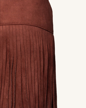 Halter con frange in finta pelle scamosciata - Borgogna