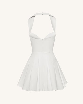 Mini Abito Bustier Plissettato All'americana - Bianco