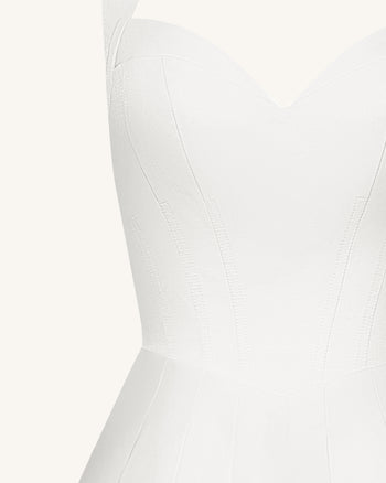 Mini Abito Bustier Plissettato All'americana - Bianco