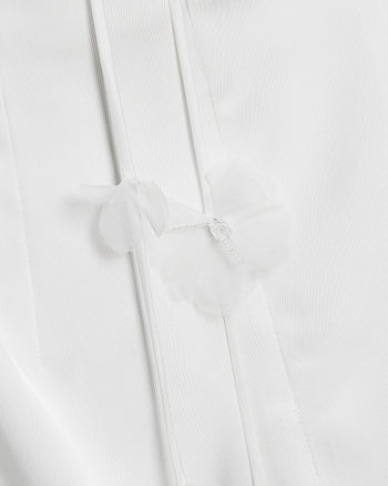 Mini Abito Floreale Arricciato All'americana - Bianco