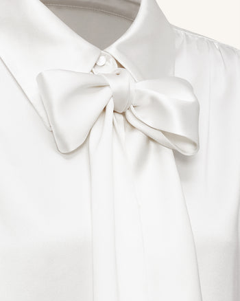 Blusa con Lazos y Mangas Abullonadas – Blanco