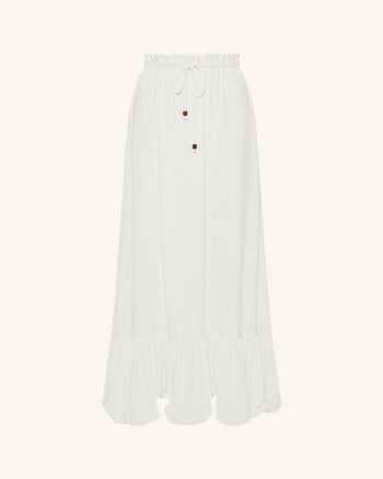 Gonna maxi in chiffon con coulisse - Bianco