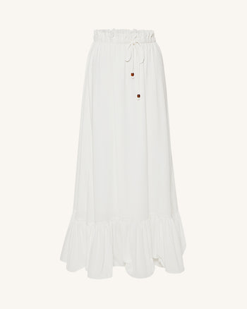 Gonna maxi in chiffon con coulisse - Bianco