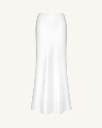 Falda Maxi Sirena de Satén Líquido – Blanco