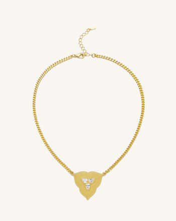 Collana Pendente Foglia - Placcato oro 18 ct & Zircone Bianco