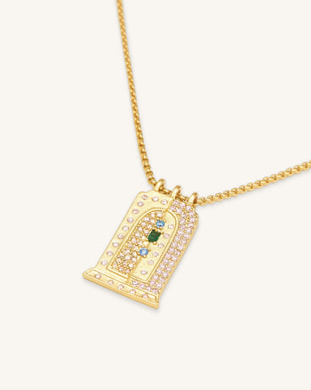 Collana Pendente Arco Piccolo Romano - Placcato oro 18 ct & Zircone Multicolor
