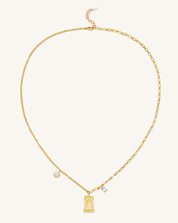 Collana Pendente Arco Romano - Placcato oro 18 ct & Zircone bianco