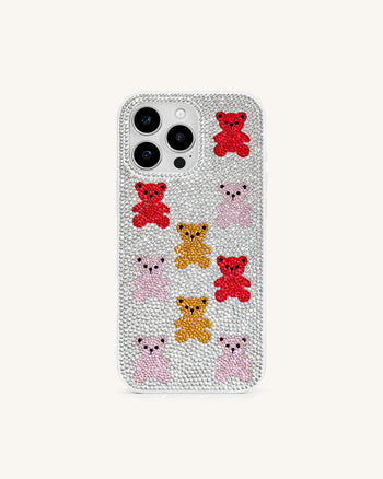 Custodia per telefono con orsetto decorato - Bianco multicolore