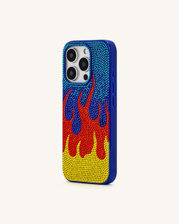 Custodia per iPhone con Motivo Fiamma – Blu Multicolore