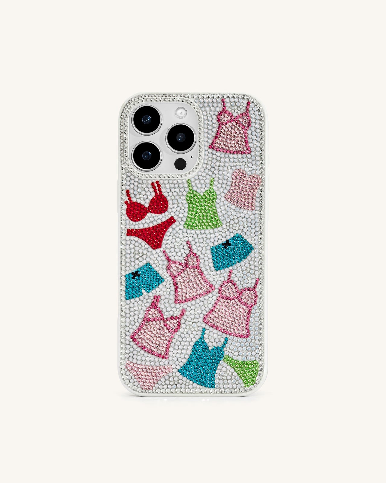 Custodia per telefono in cristallo artificiale con motivo lingerie – Multicolore
