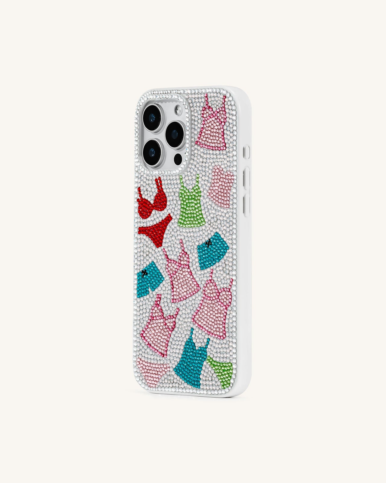 Custodia per telefono in cristallo artificiale con motivo lingerie – Multicolore