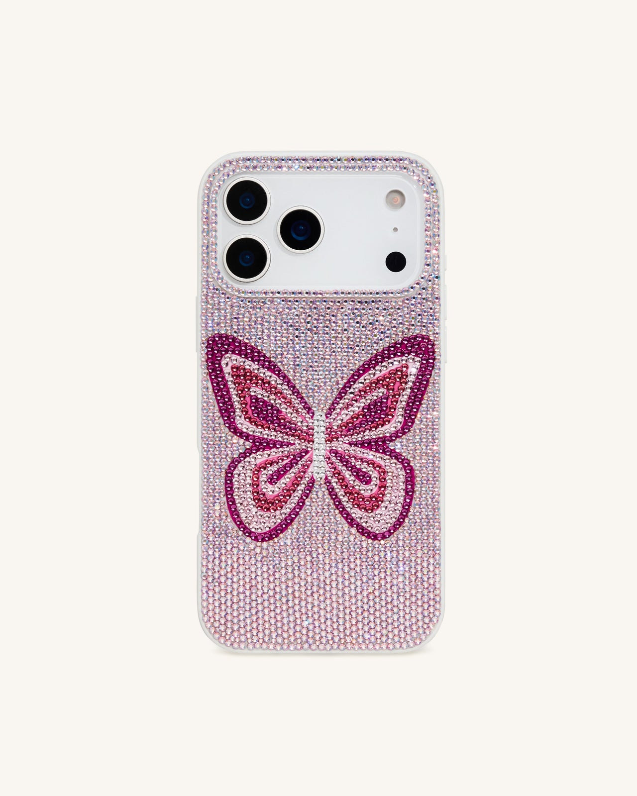 Custodia per Telefono Farfalla con Strass - Rosa