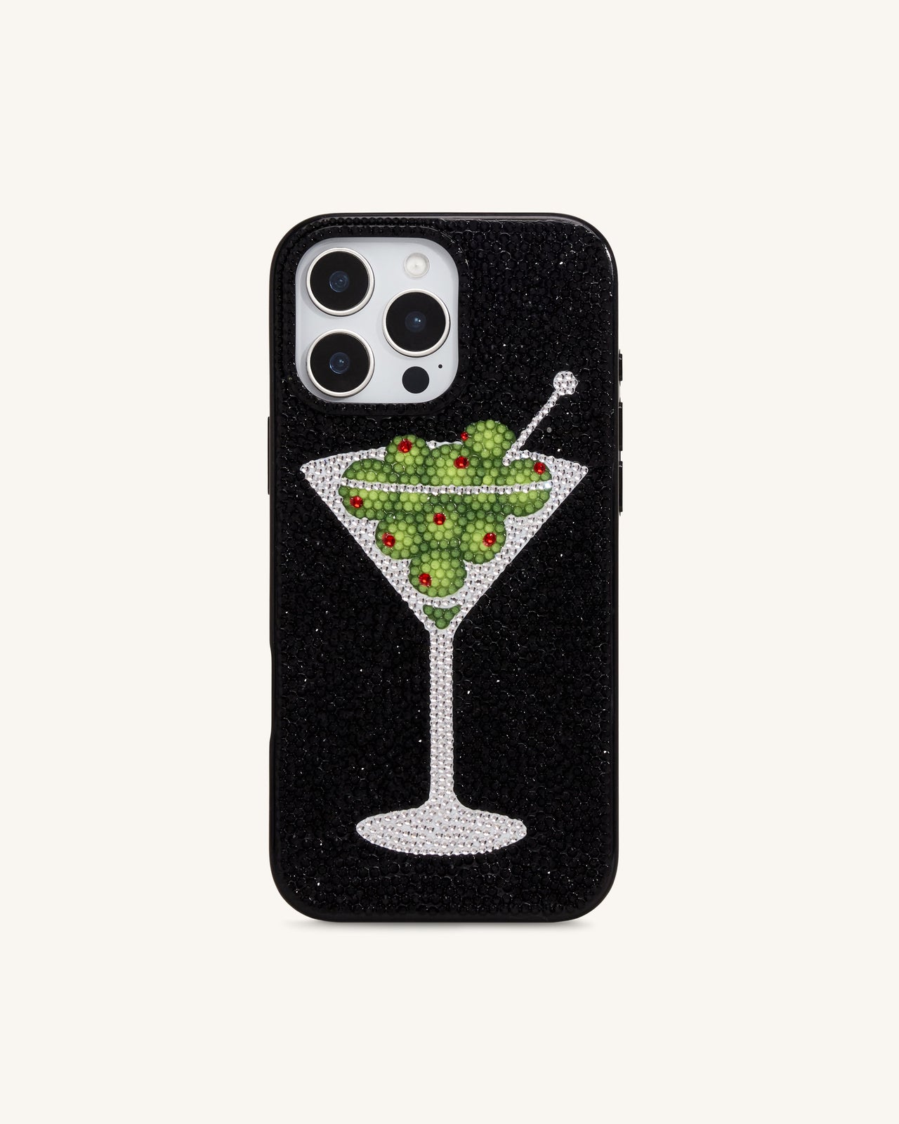 Olive Martini Custodia per Telefono in Cristallo Artificiale - Nero