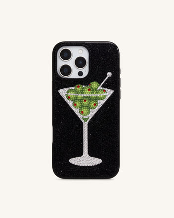 Olive Martini Custodia per Telefono in Cristallo Artificiale - Nero