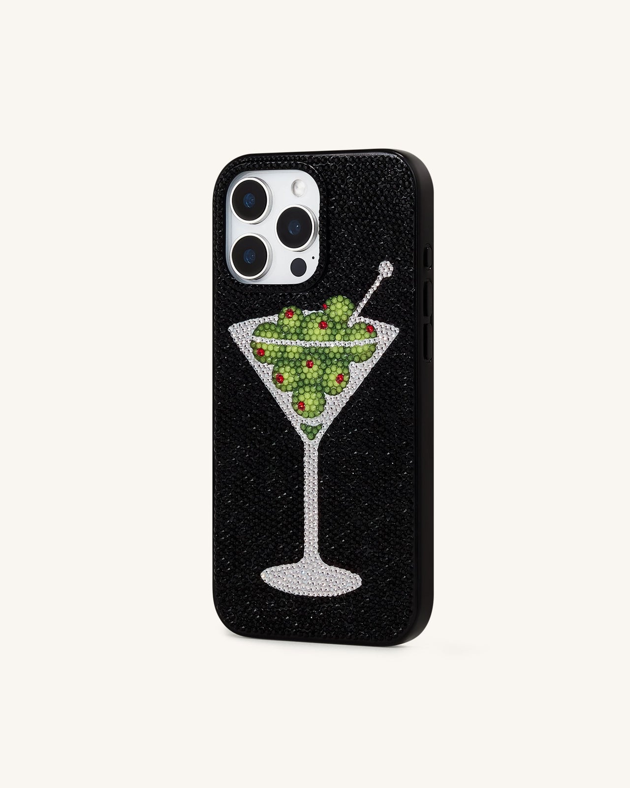 Olive Martini Custodia per Telefono in Cristallo Artificiale - Nero
