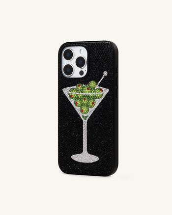 Olive Martini Custodia per Telefono in Cristallo Artificiale - Nero