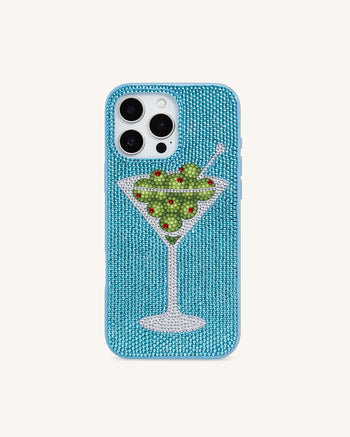 Olive Cover per telefono con cristallo artificiale Martini - Azzurro