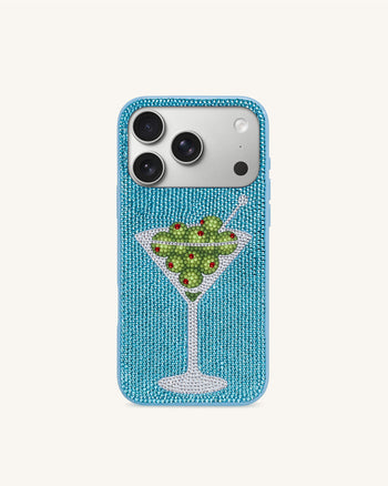Olive Cover per telefono con cristallo artificiale Martini - Azzurro