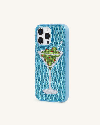 Olive Cover per telefono con cristallo artificiale Martini - Azzurro