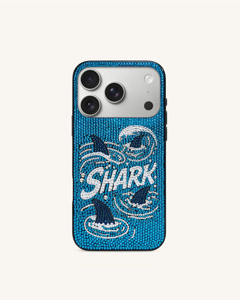 Shark Cover per telefono con cristallo artificiale blu - Blu