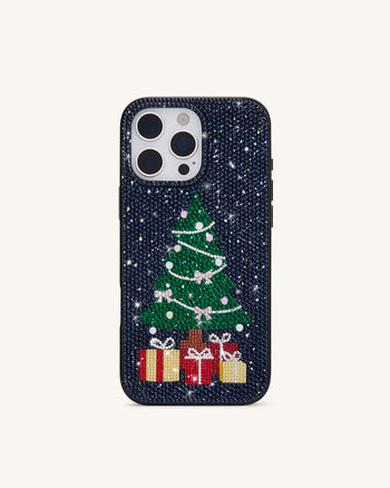 Funda de Teléfono con Brillos de Árbol de Navidad - Nero