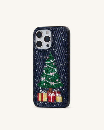 Funda de Teléfono con Brillos de Árbol de Navidad - Nero