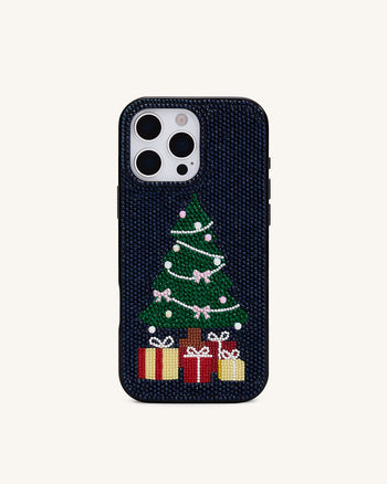 Funda de Teléfono con Brillos de Árbol de Navidad - Nero