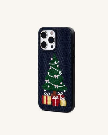 Funda de Teléfono con Brillos de Árbol de Navidad - Nero