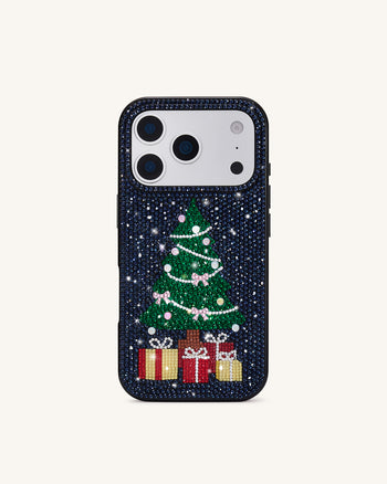 Funda de Teléfono con Brillos de Árbol de Navidad - Nero
