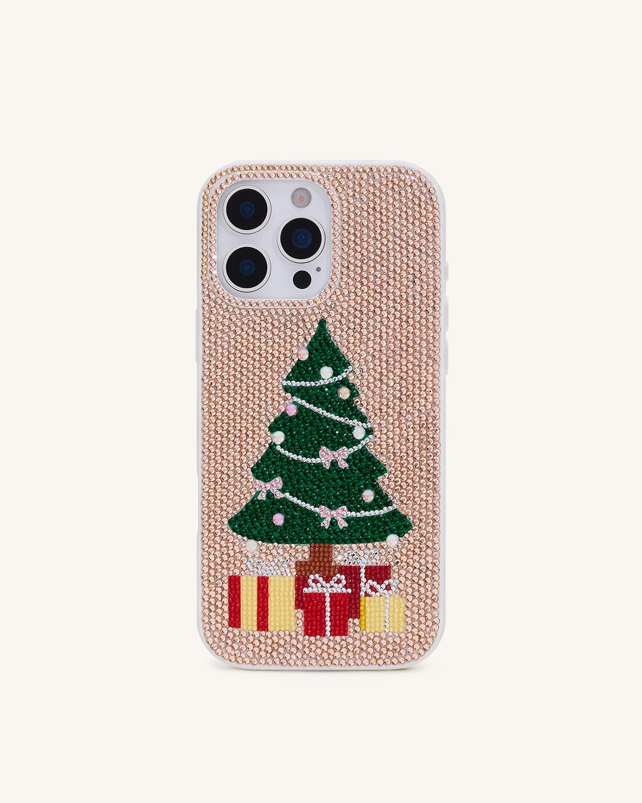 Funda para Teléfono con Árbol de Navidad de Brillos - Dorado