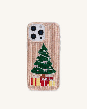 Funda para Teléfono con Árbol de Navidad de Brillos - Dorado